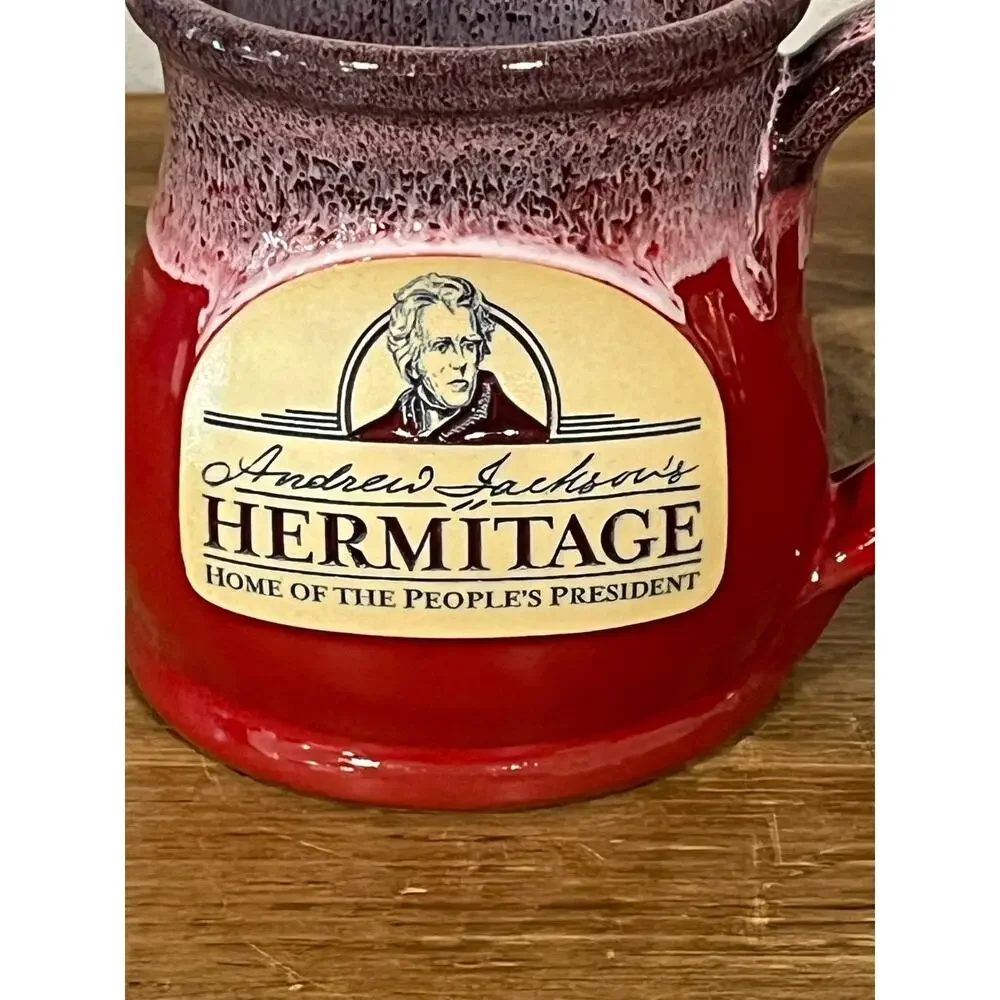 Deneen Pottery Andrew Jackson Hermitage Mug Red Hand‎ Thrown USA 2015